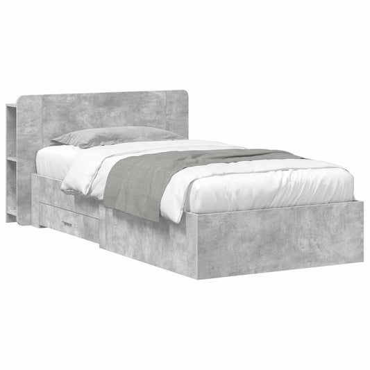Telaio del letto con storage Grigio Cemento 75 x 190 cm | homemem39