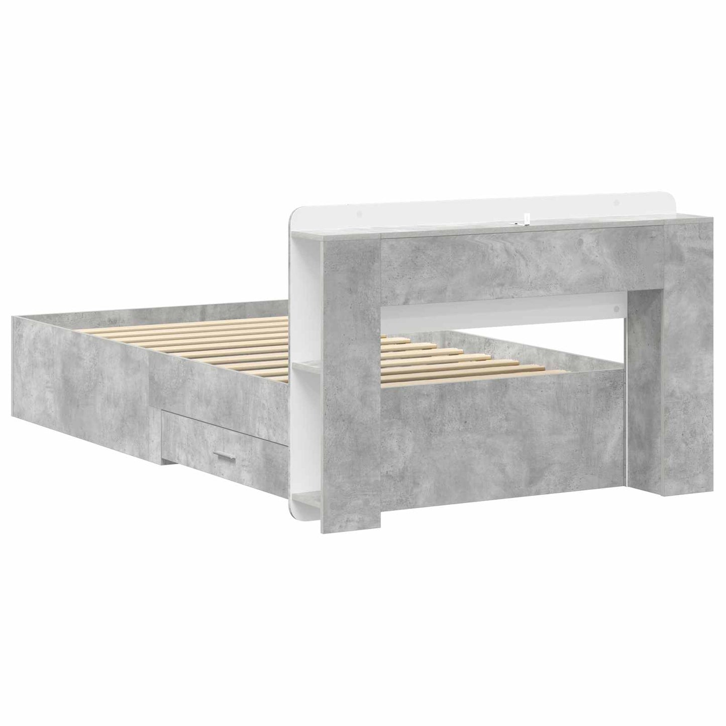 Telaio del letto con storage Grigio Cemento 75 x 190 cm | homemem39