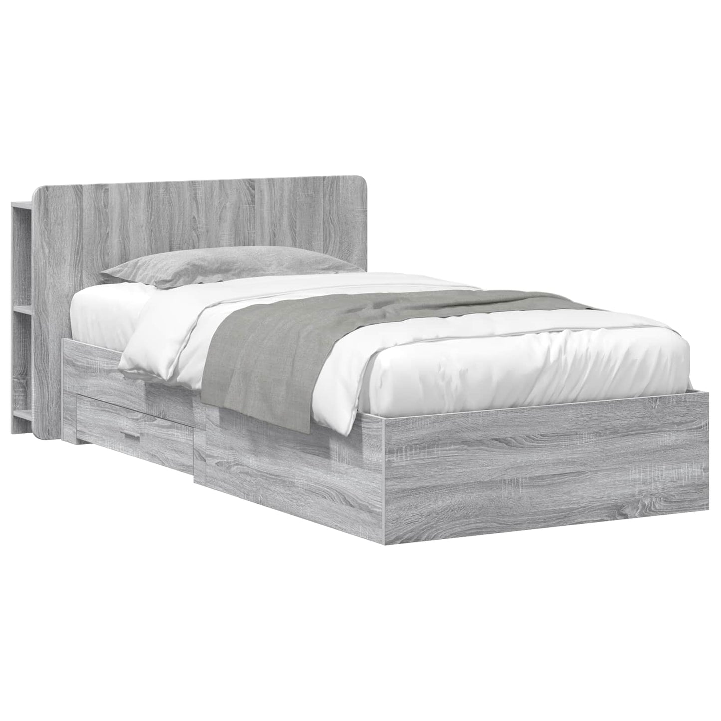 Telaio del letto con storage Sonoma grigio 75 x 190 cm | homemem39