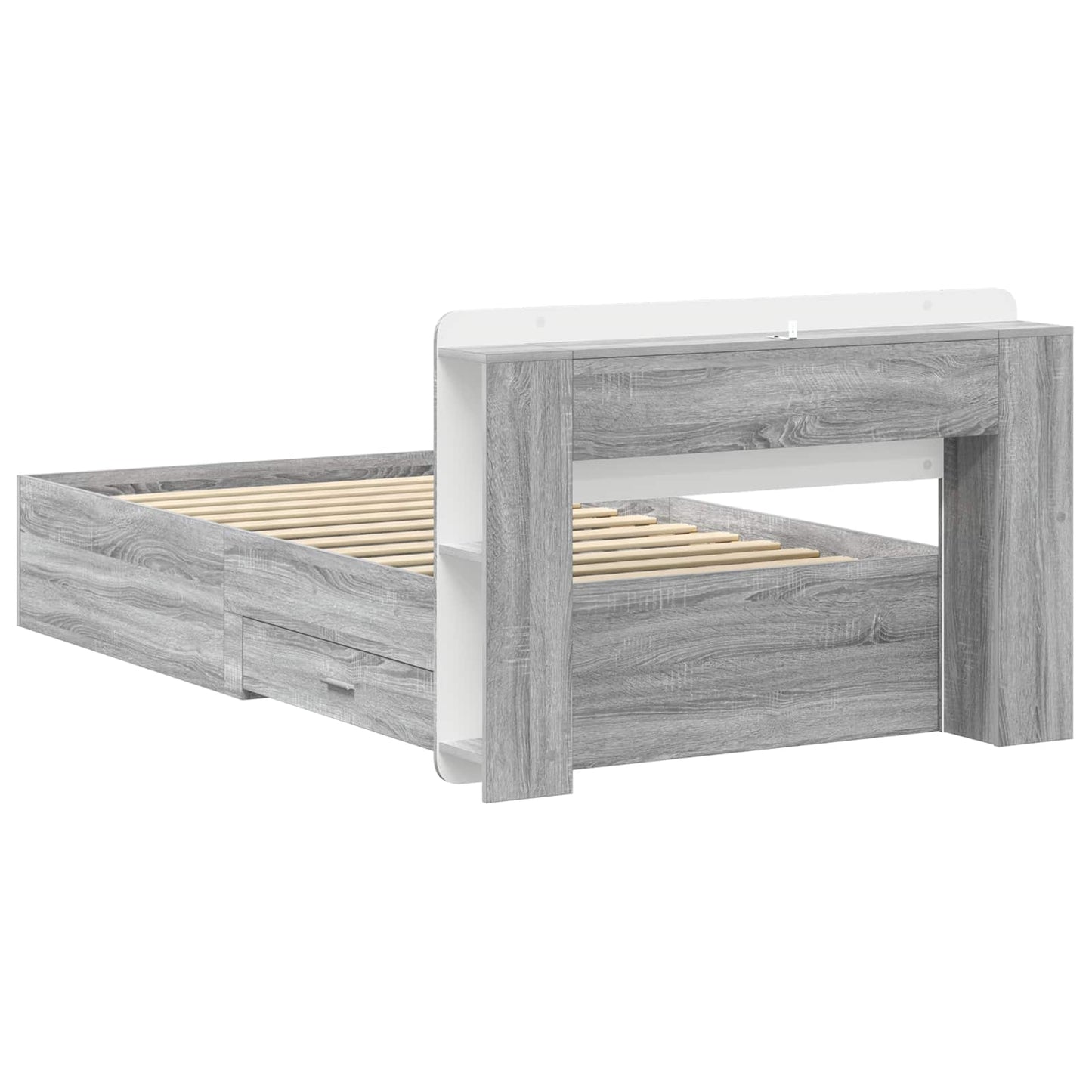 Telaio del letto con storage Sonoma grigio 75 x 190 cm | homemem39