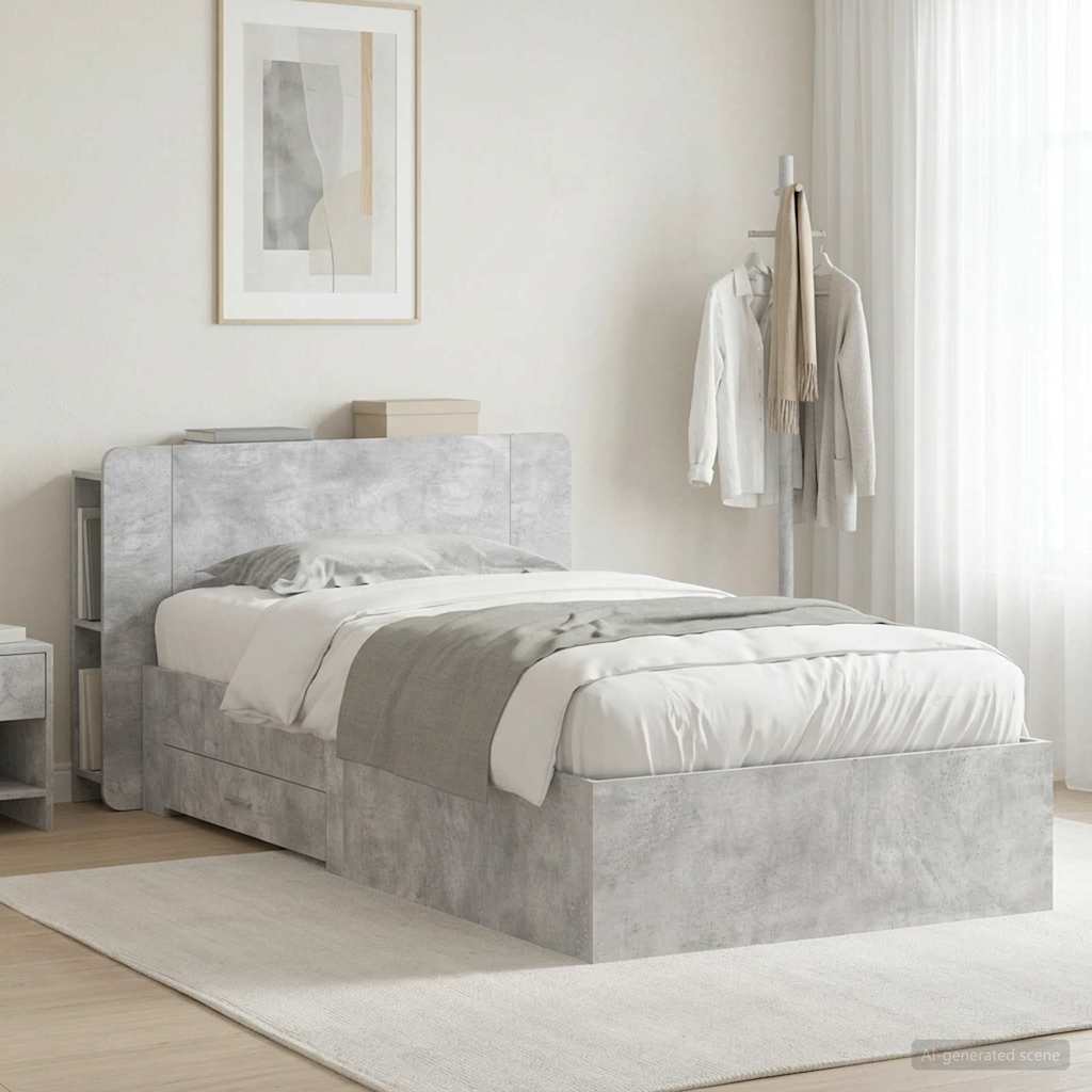 Telaio del letto con storage Grigio Cemento 80 x 200 cm | homemem39
