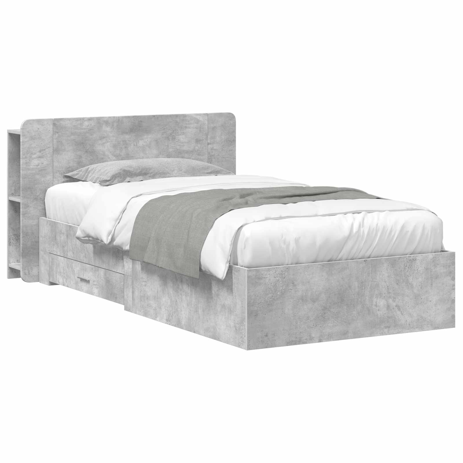 Telaio del letto con storage Grigio Cemento 80 x 200 cm | homemem39