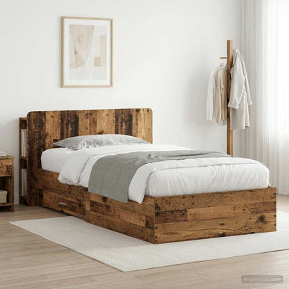 Telaio del letto con storage Legno antico 80 x 200 cm | homemem39