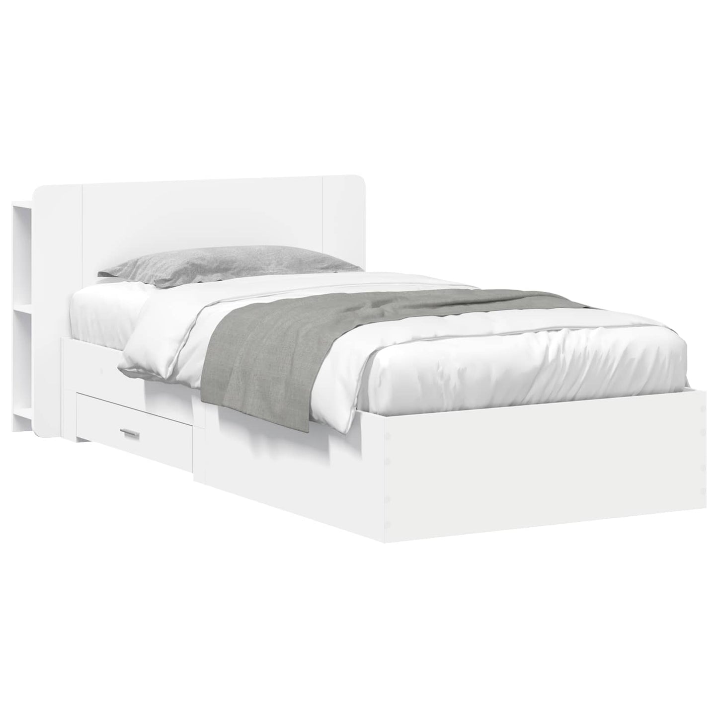 Telaio del letto con storage con testiera Bianco 80 x 200 cm | homemem39