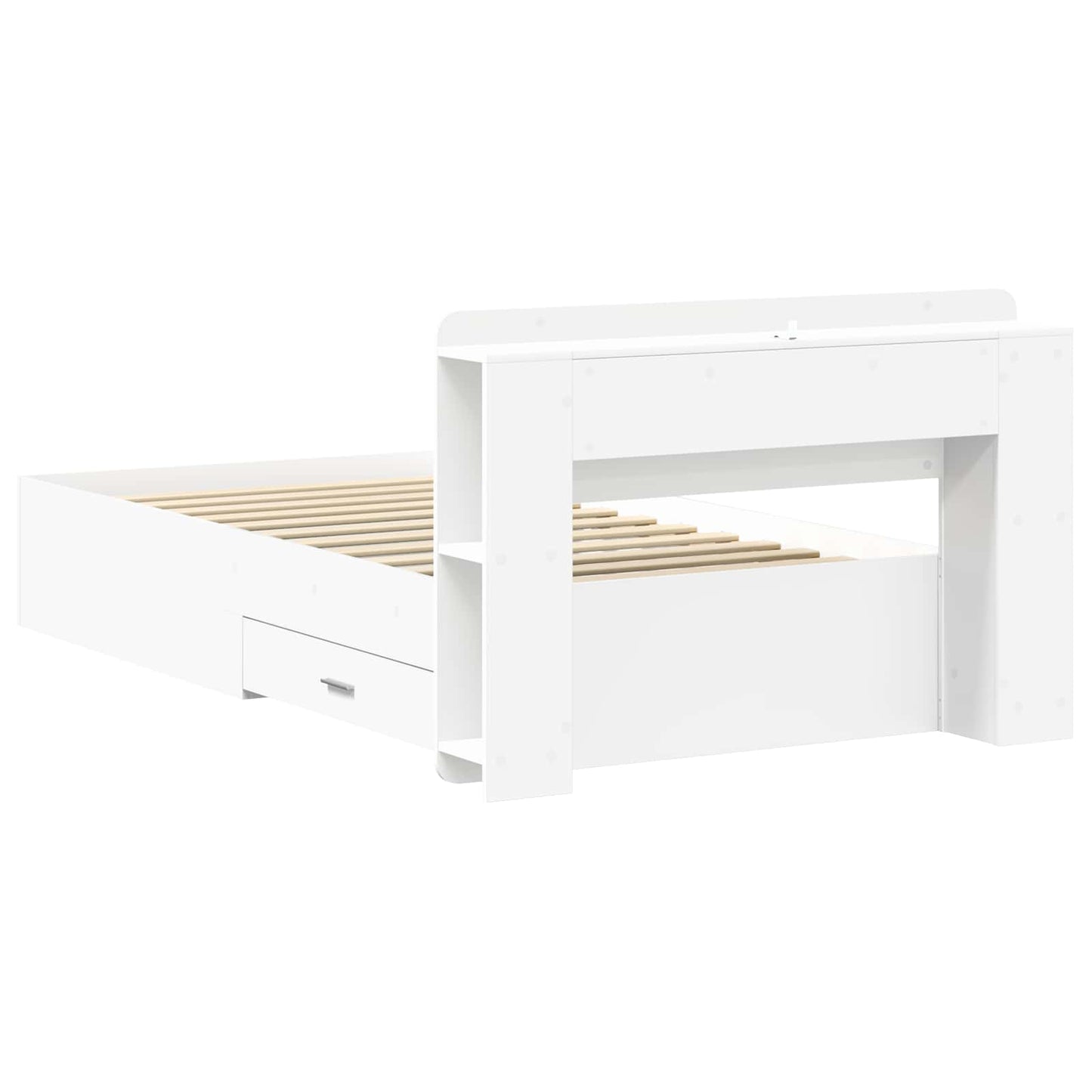 Telaio del letto con storage con testiera Bianco 80 x 200 cm | homemem39
