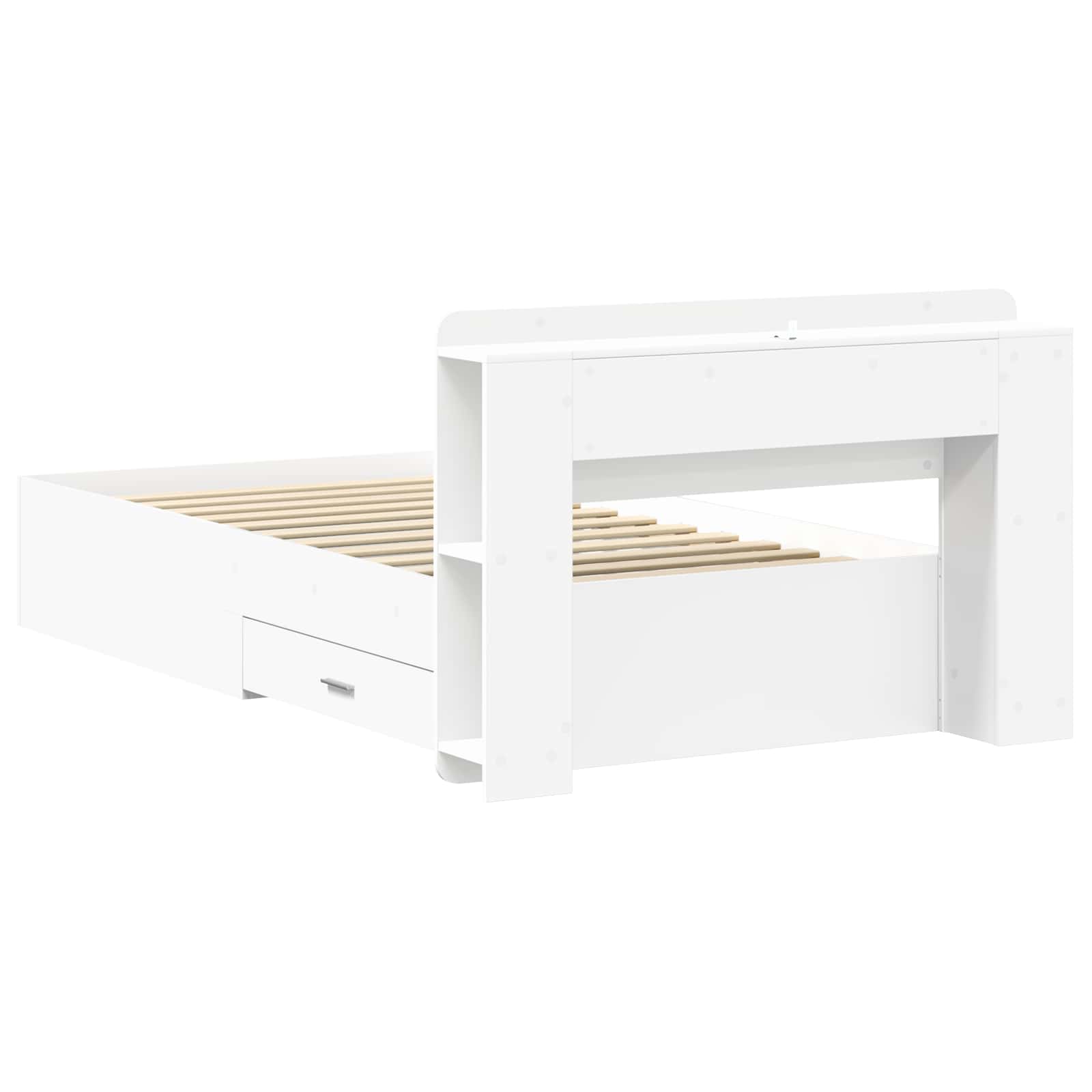 Telaio del letto con storage con testiera Bianco 80 x 200 cm | homemem39
