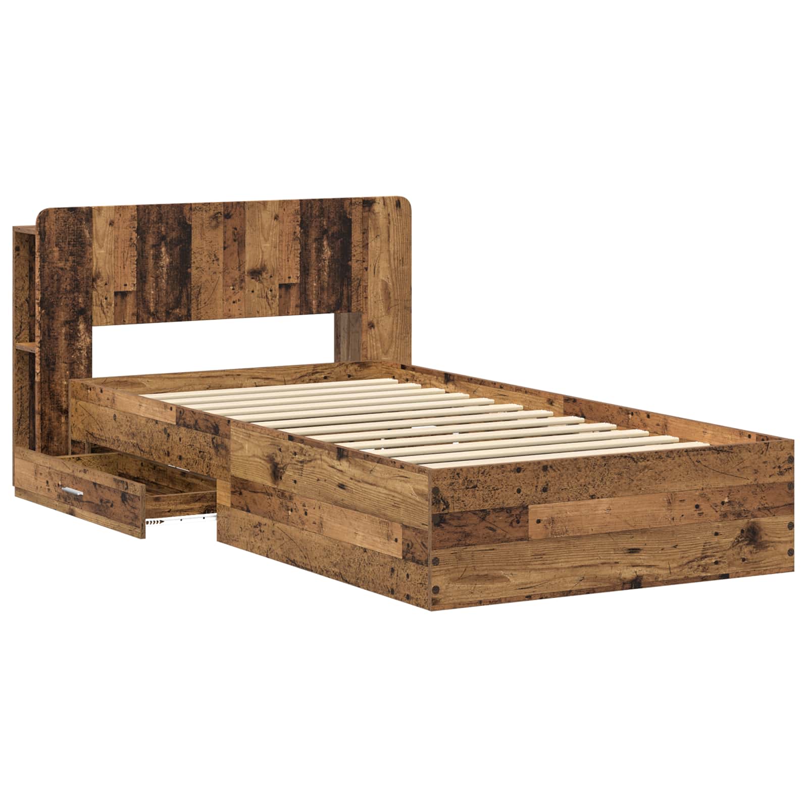 Telaio del letto con storage Legno antico 90 x 190 cm | homemem39