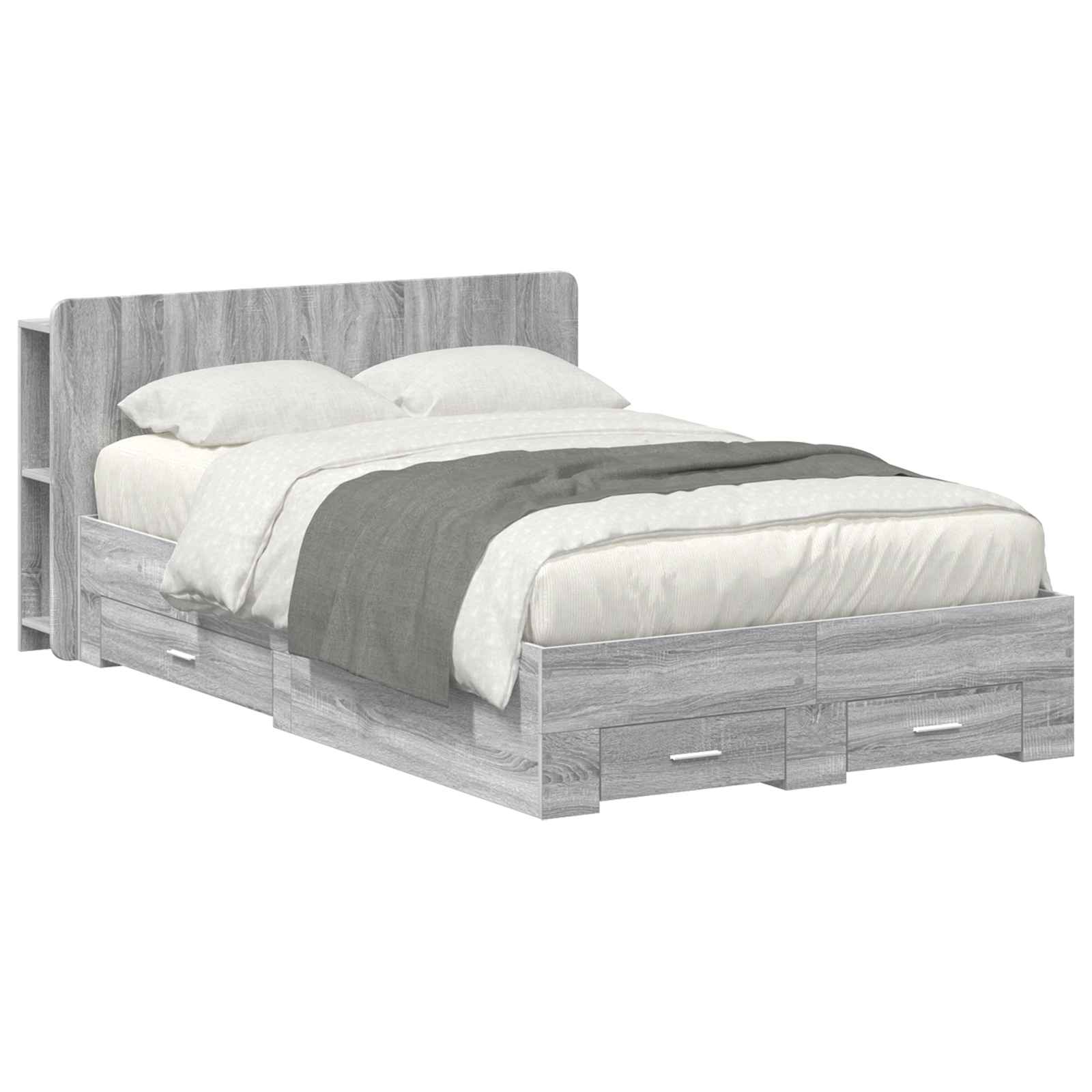 Telaio del letto con storage Sonoma grigio 120 x 190 cm | homemem39