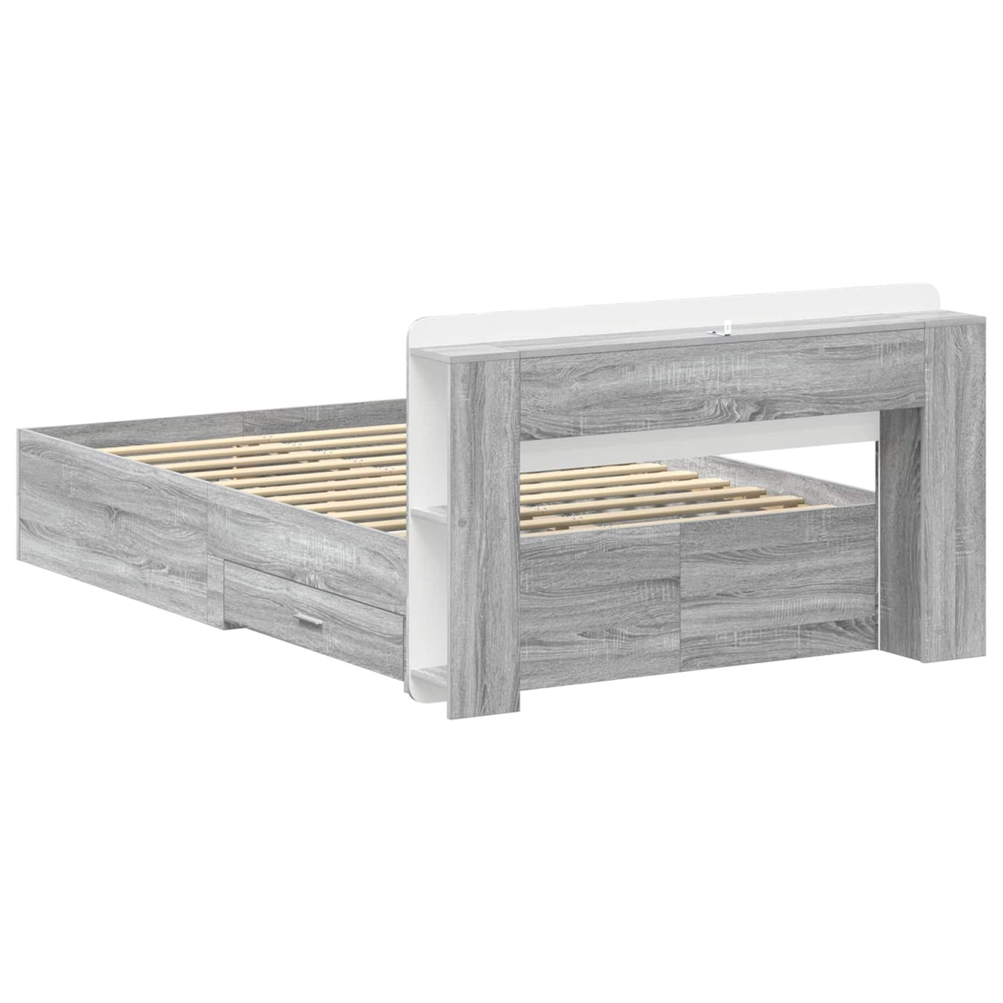 Telaio del letto con storage Sonoma grigio 120 x 190 cm | homemem39