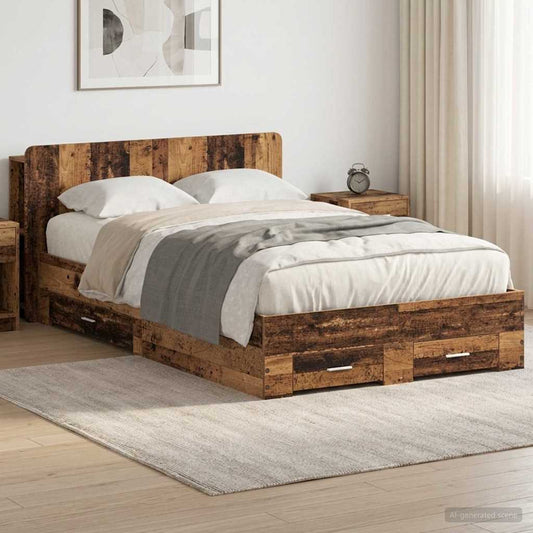 Telaio del letto con storage Legno antico 120 x 190 cm | homemem39