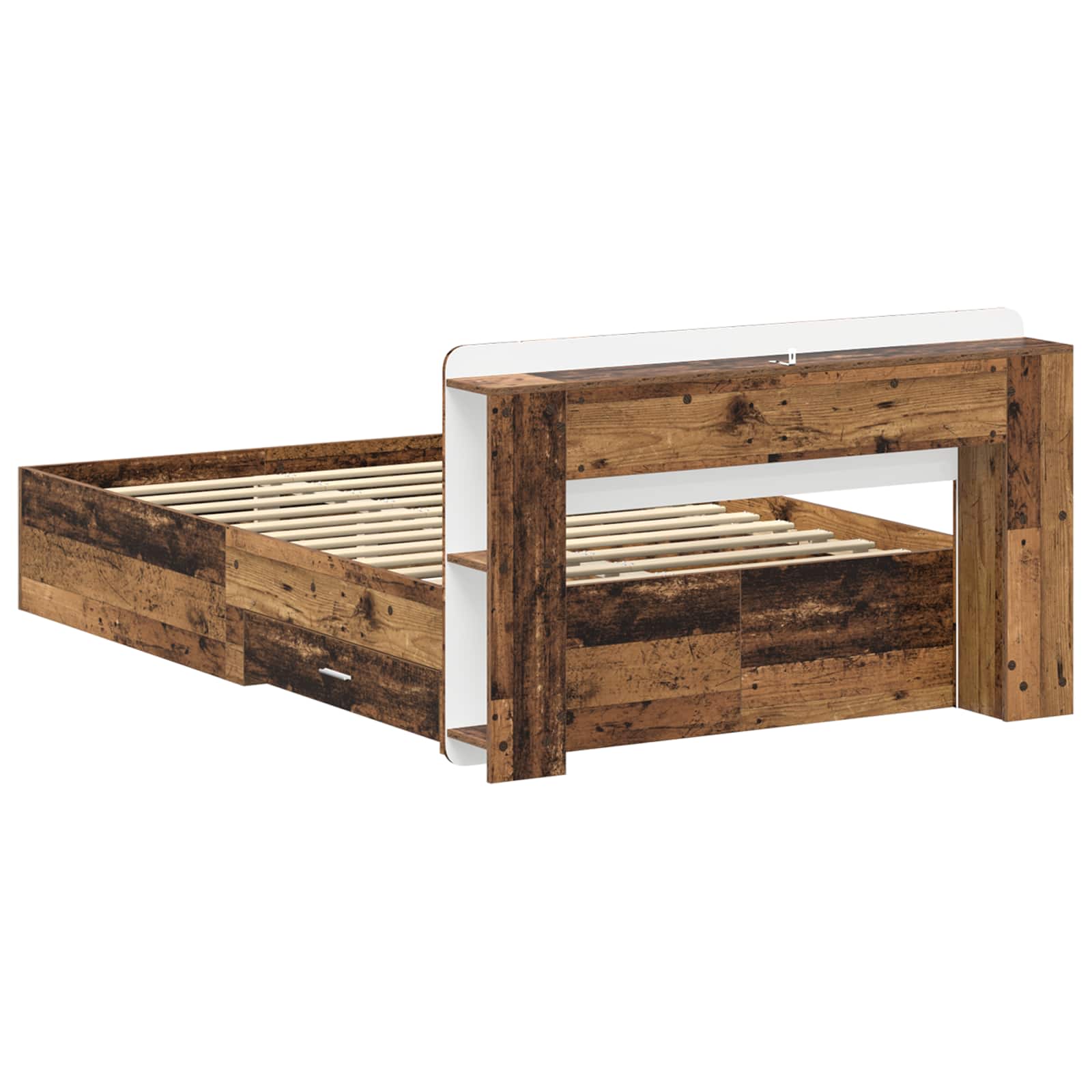 Telaio del letto con storage Legno antico 120 x 190 cm | homemem39