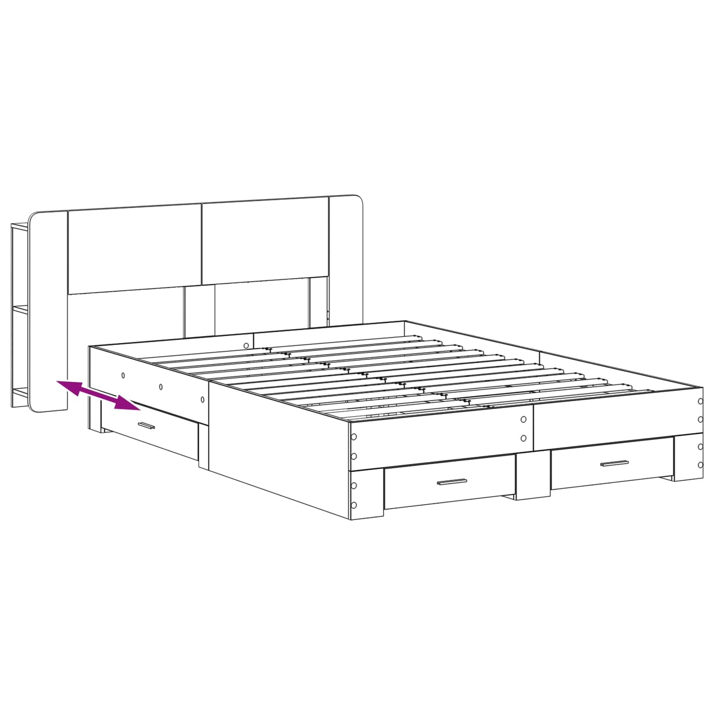 Telaio del letto con storage Sonoma grigio 140 x 200 cm | homemem39