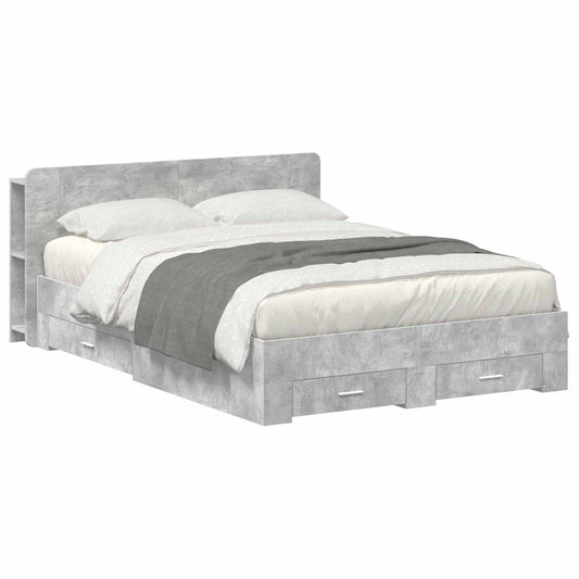 Telaio del letto con storage Grigio Cemento 150 x 200 cm | homemem39