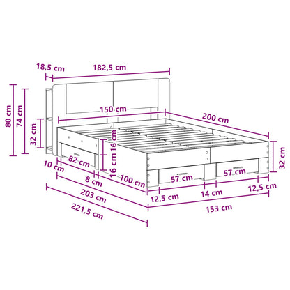 Telaio del letto con storage Rovere Sonoma 150 x 200 cm | homemem39