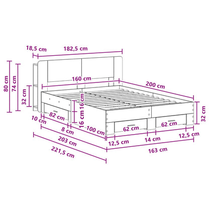 Telaio del letto con storage Grigio Cemento 160 x 200 cm | homemem39