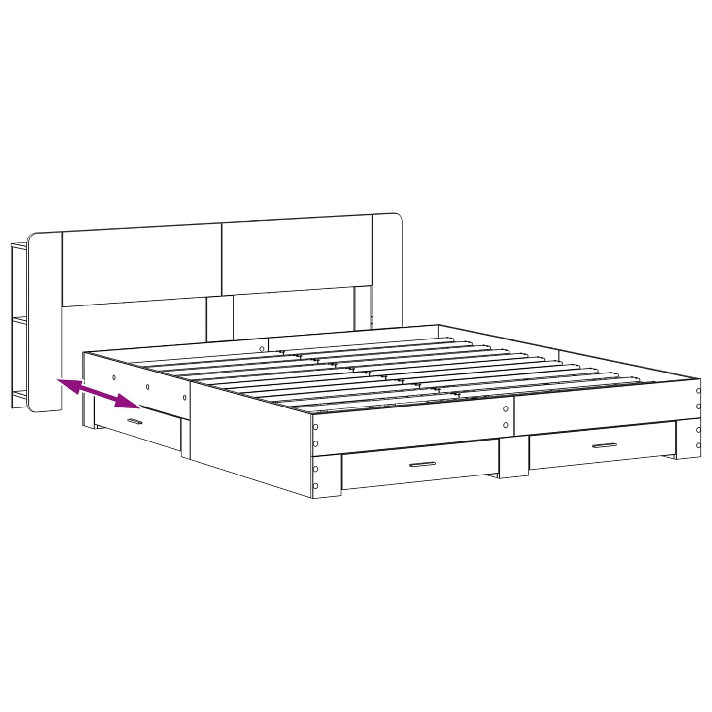 Telaio del letto con storage Grigio Cemento 200 x 200 cm | homemem39