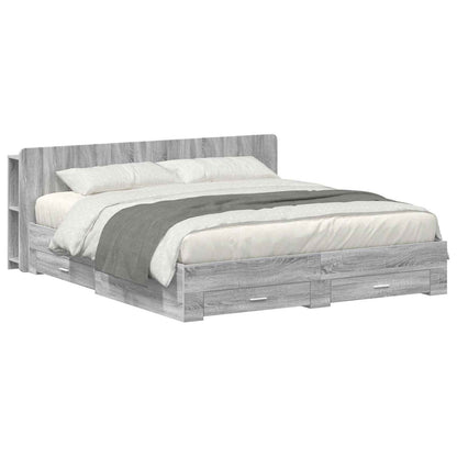 Telaio del letto con storage Sonoma grigio 200 x 200 cm | homemem39
