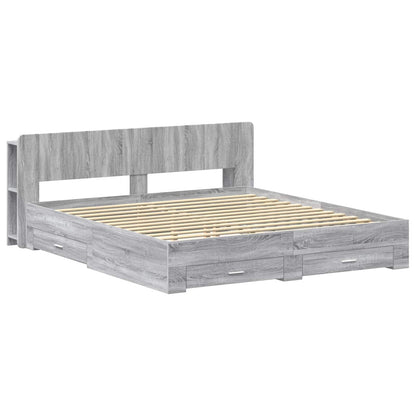Telaio del letto con storage Sonoma grigio 200 x 200 cm | homemem39