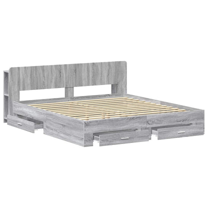 Telaio del letto con storage Sonoma grigio 200 x 200 cm | homemem39