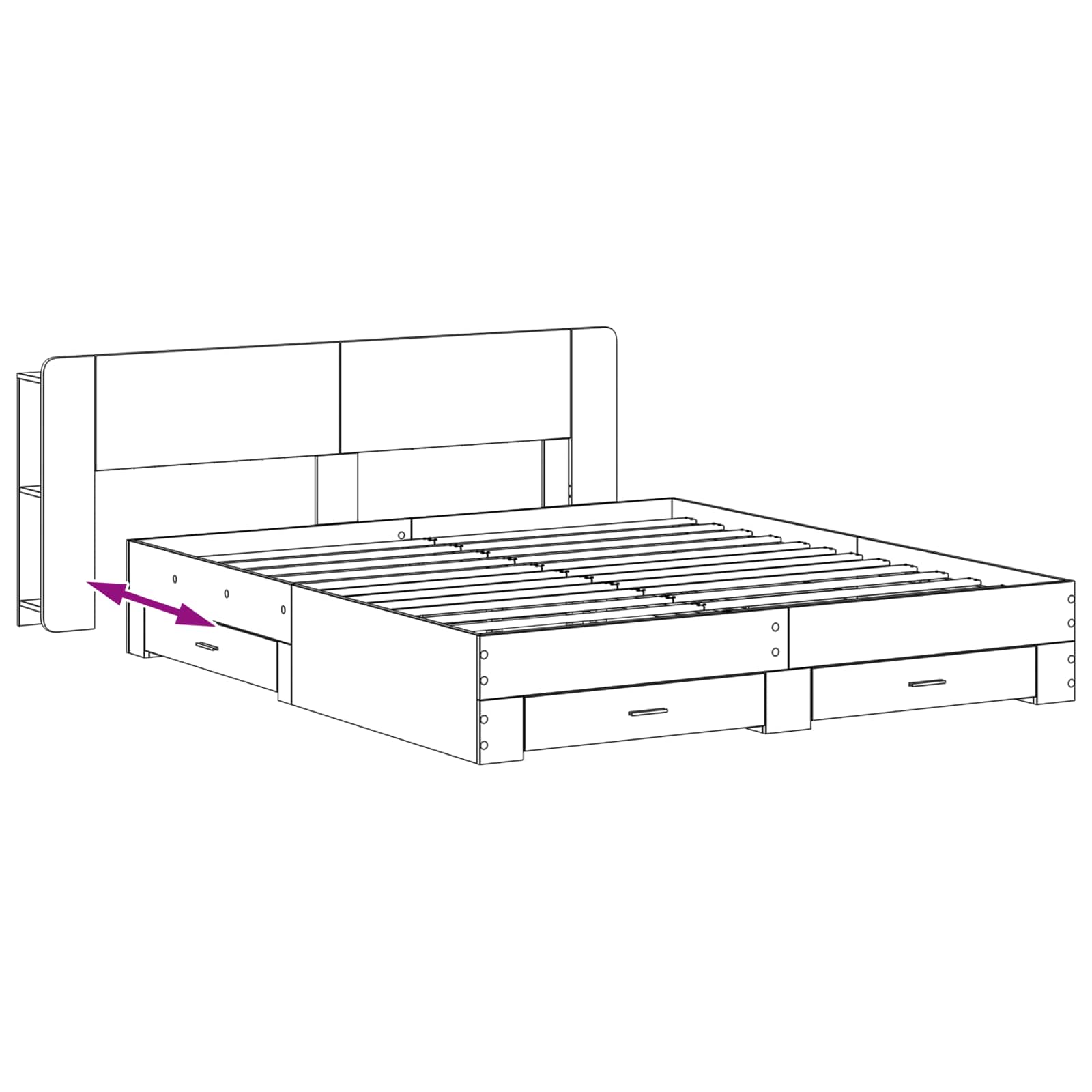Telaio del letto con storage Sonoma grigio 200 x 200 cm | homemem39