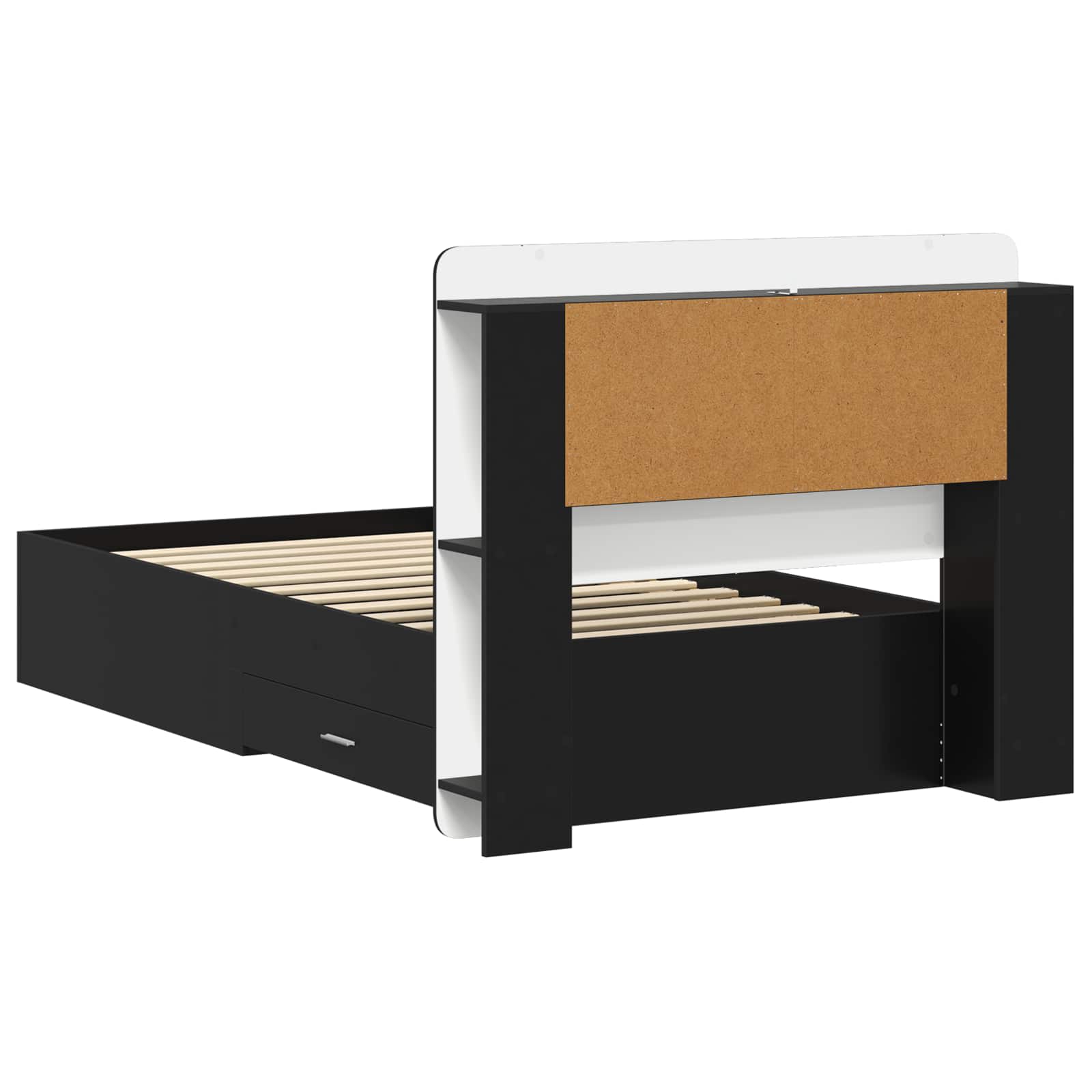 Telaio del letto con storage con testiera Nero 75 x 190 cm | homemem39