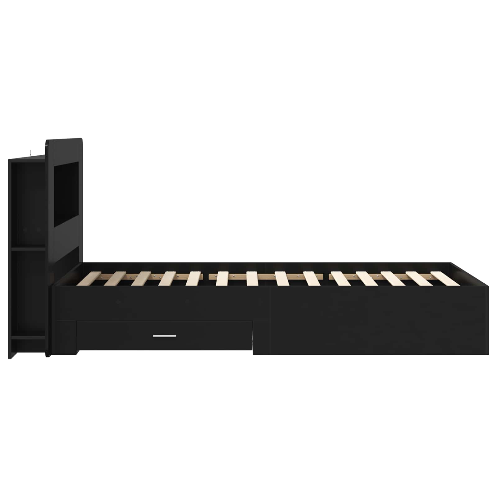 Telaio del letto con storage con testiera Nero 75 x 190 cm | homemem39