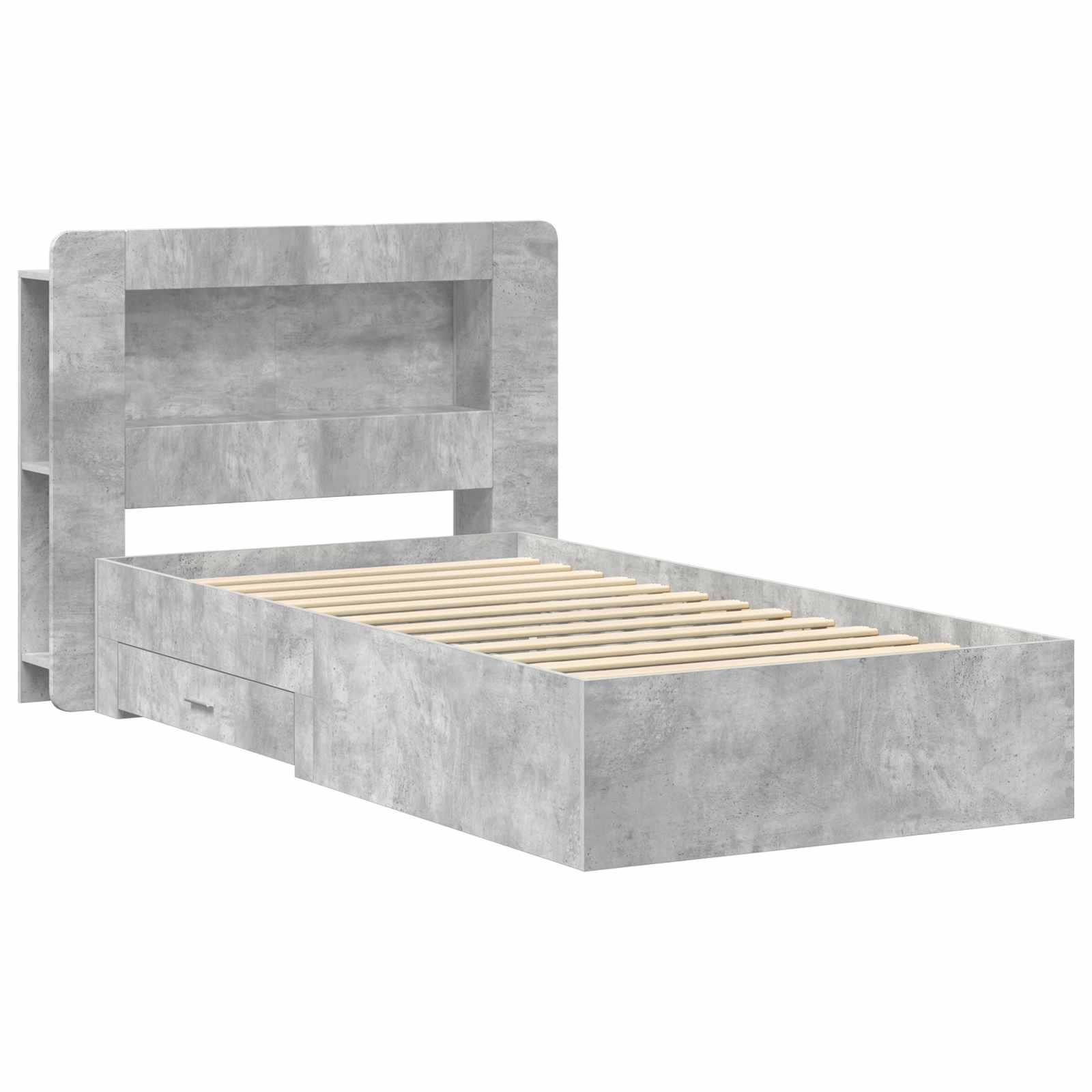 Telaio del letto con storage Grigio Cemento 80 x 200 cm | homemem39