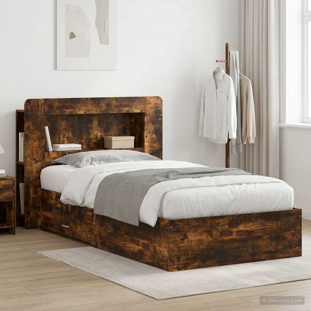 Telaio del letto con storage Rovere Fumo 80 x 200 cm | homemem39