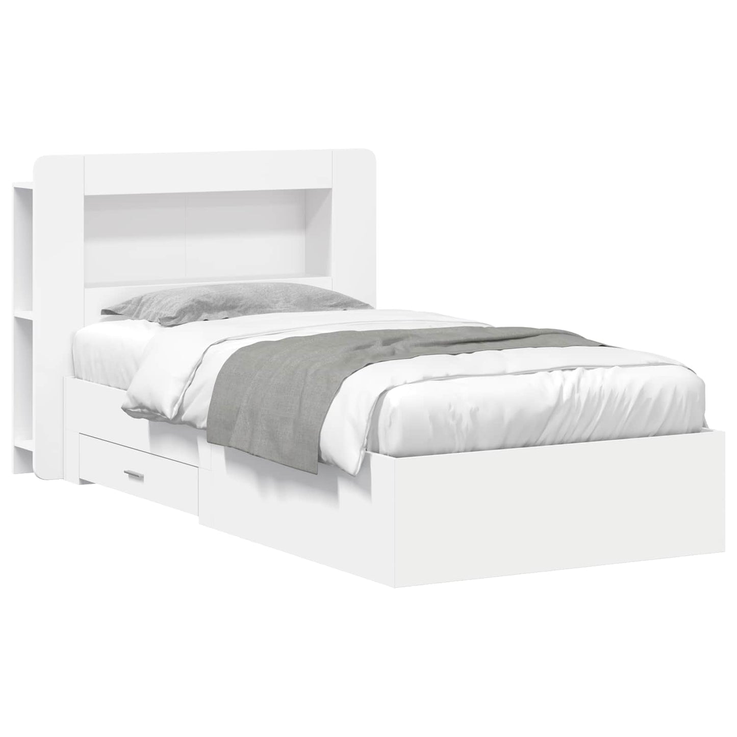 Telaio del letto con storage con testiera Bianco 80 x 200 cm | homemem39