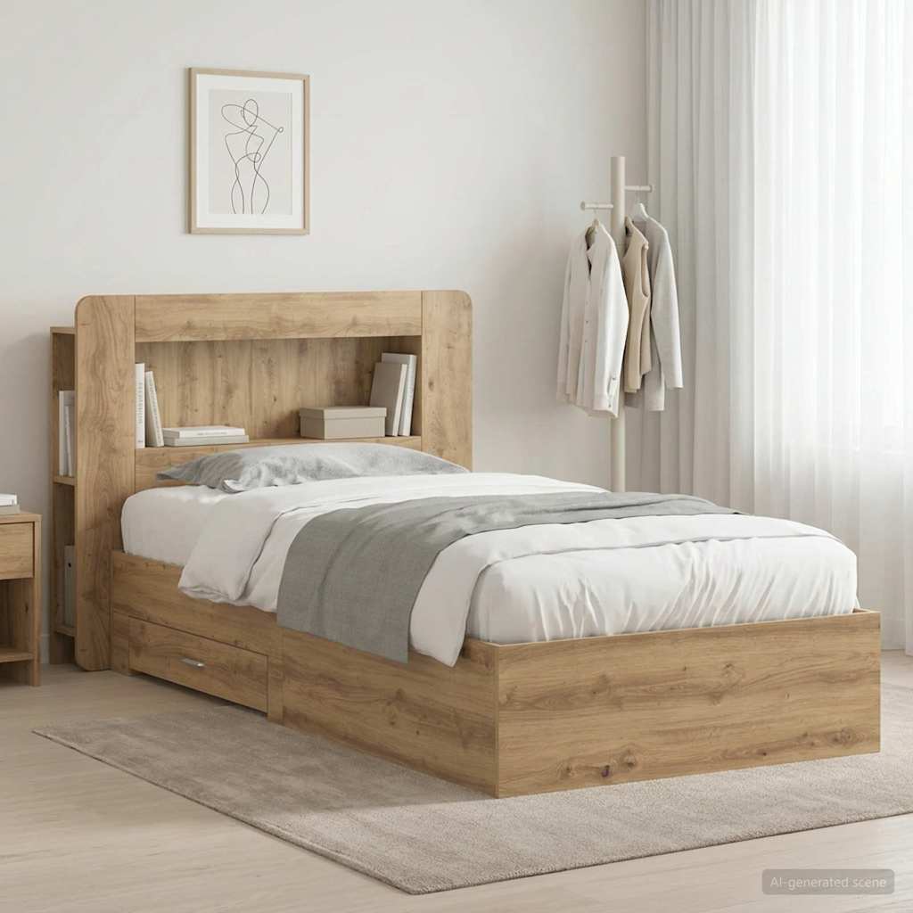 Telaio del letto con storage Rovere Artigianale 90 x 190 cm | homemem39