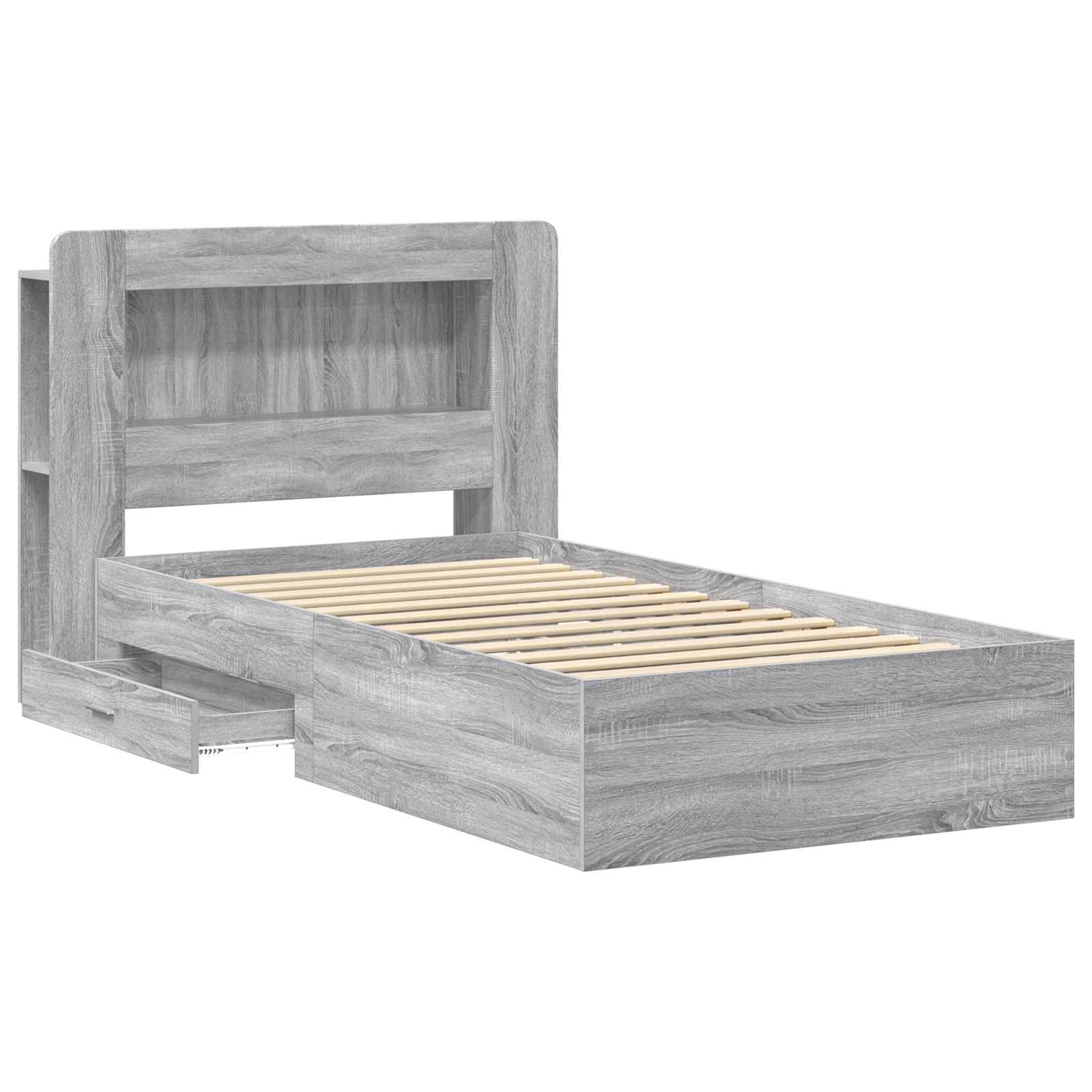 Telaio del letto con storage Sonoma grigio 90 x 190 cm | homemem39