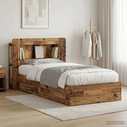 Telaio del letto con storage Legno antico 90 x 190 cm | homemem39