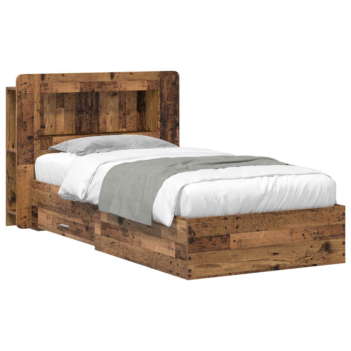 Telaio del letto con storage Legno antico 90 x 190 cm