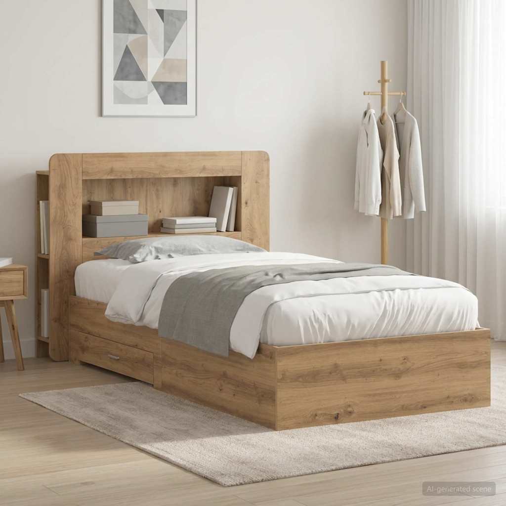 Telaio del letto con storage Rovere Artigianale 100 x 200 cm | homemem39