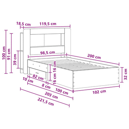 Telaio del letto con storage Rovere Fumo 100 x 200 cm | homemem39