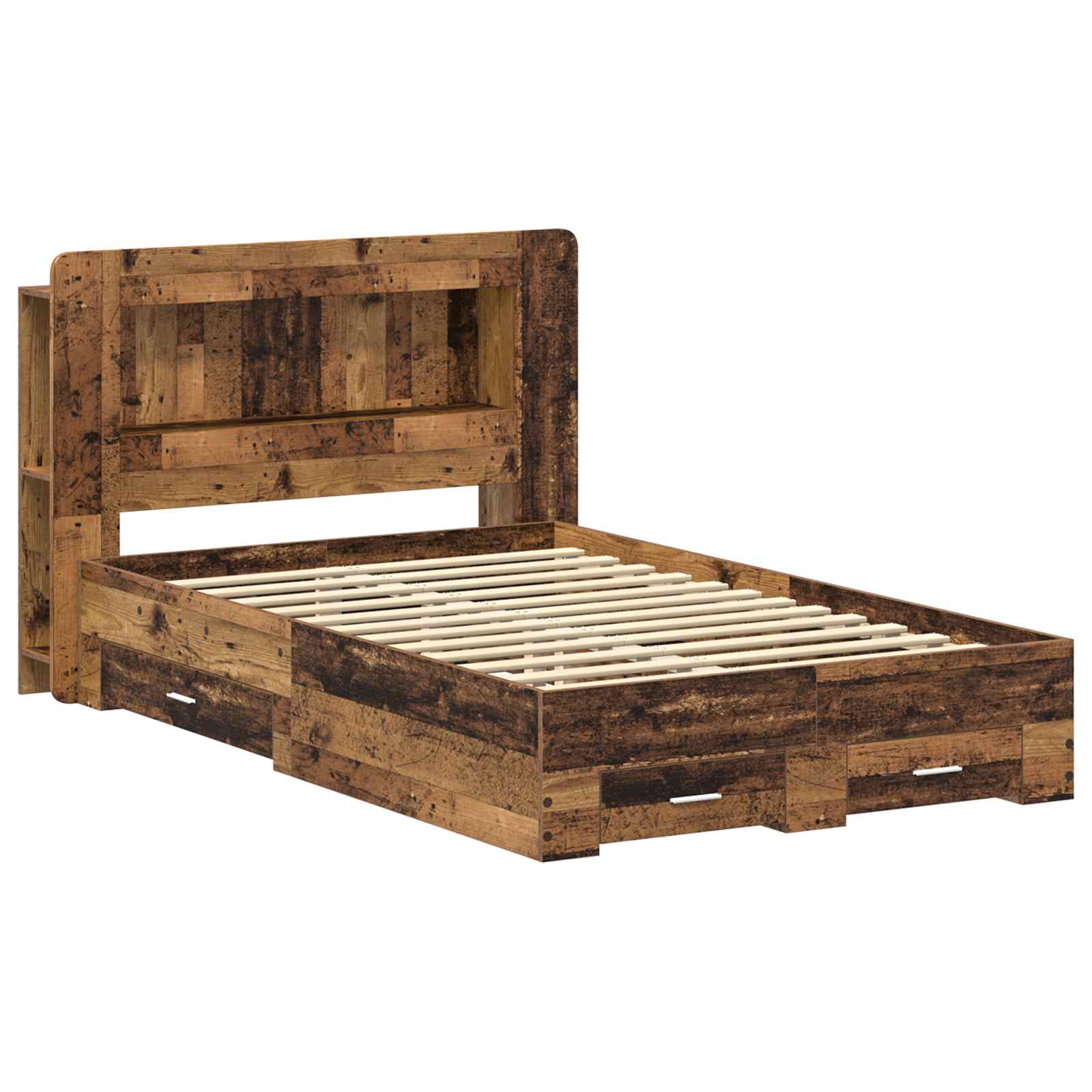 Telaio del letto con storage Legno antico 120 x 190 cm | homemem39