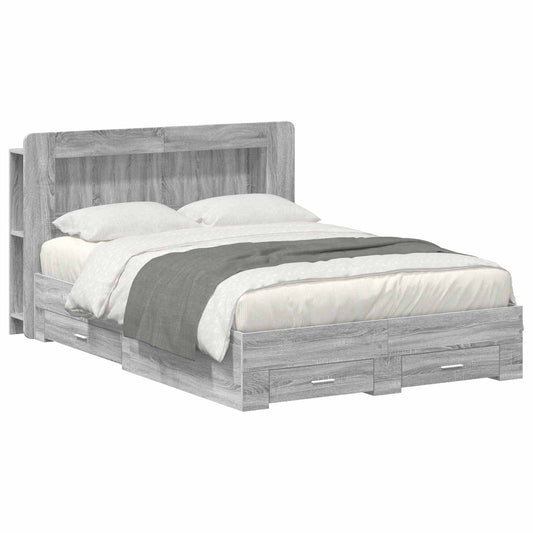 Telaio del letto con storage Sonoma grigio 140 x 200 cm | homemem39