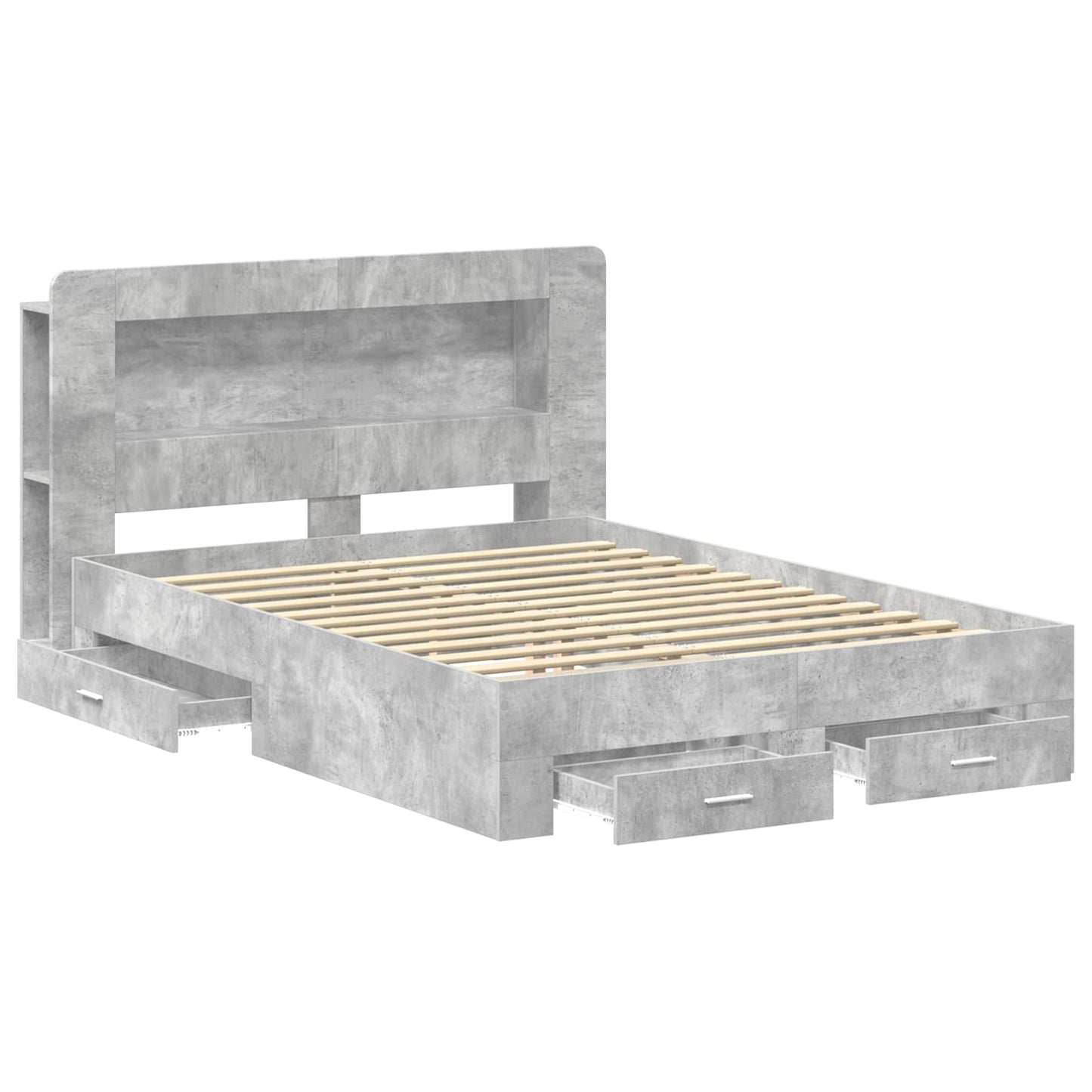 Telaio del letto con storage Grigio Cemento 150 x 200 cm | homemem39