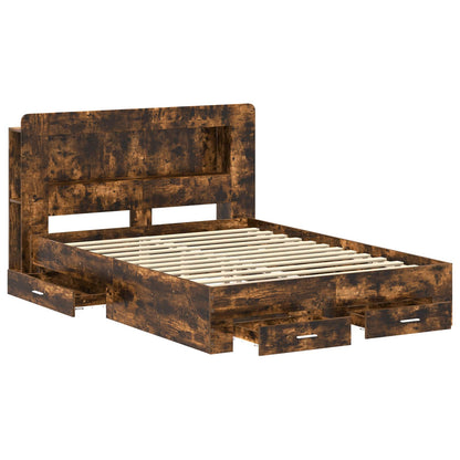 Telaio del letto con storage Rovere Fumo 150 x 200 cm | homemem39