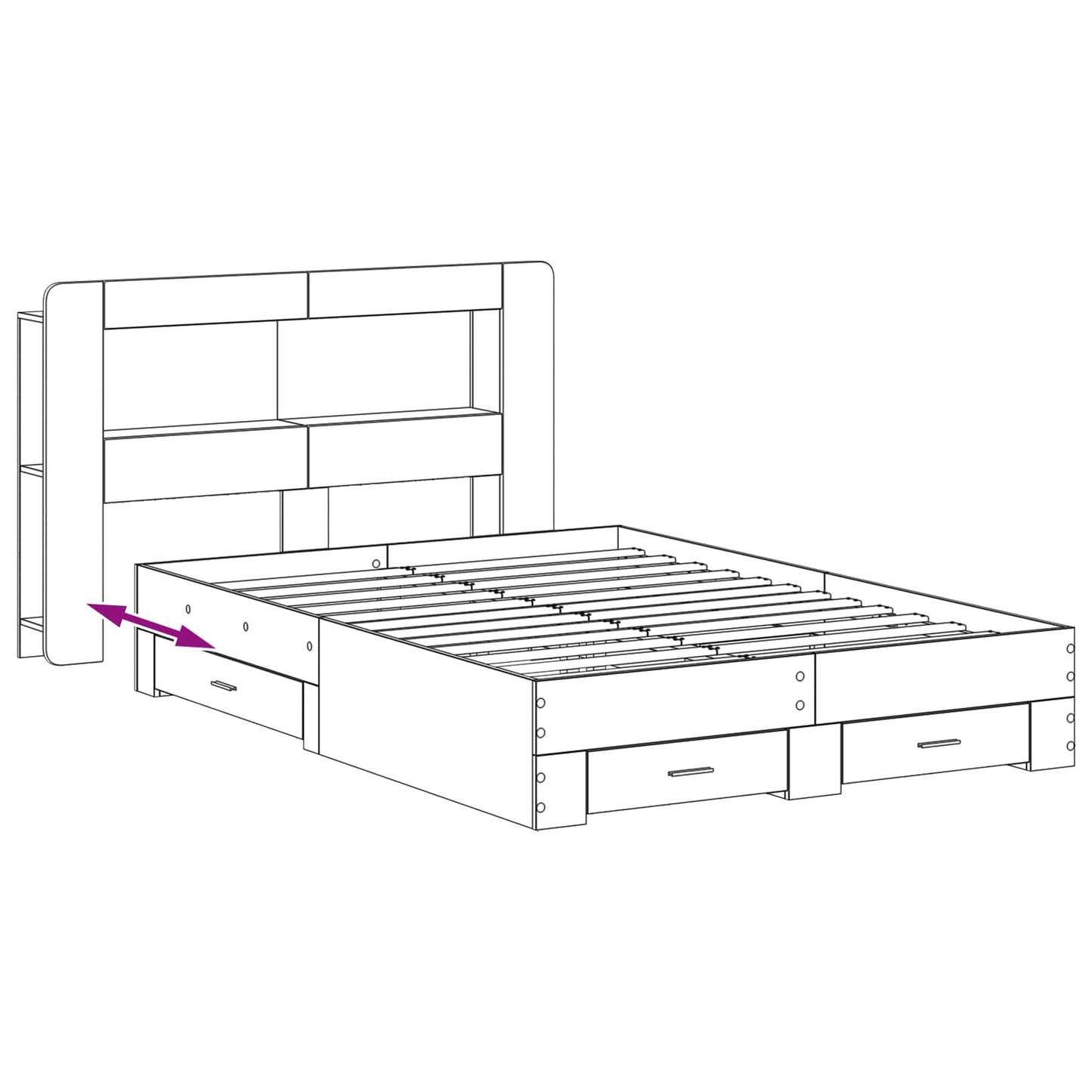 Telaio del letto con storage Rovere Sonoma 150 x 200 cm | homemem39