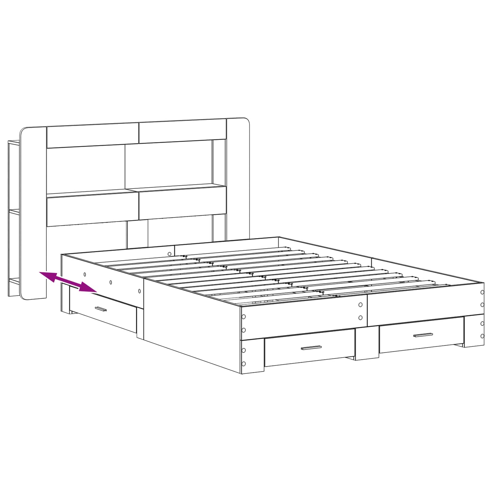 Telaio del letto con storage Rovere Sonoma 150 x 200 cm | homemem39