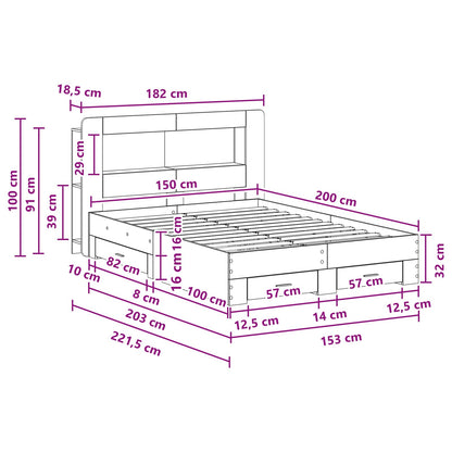 Telaio del letto con storage Rovere Sonoma 150 x 200 cm | homemem39