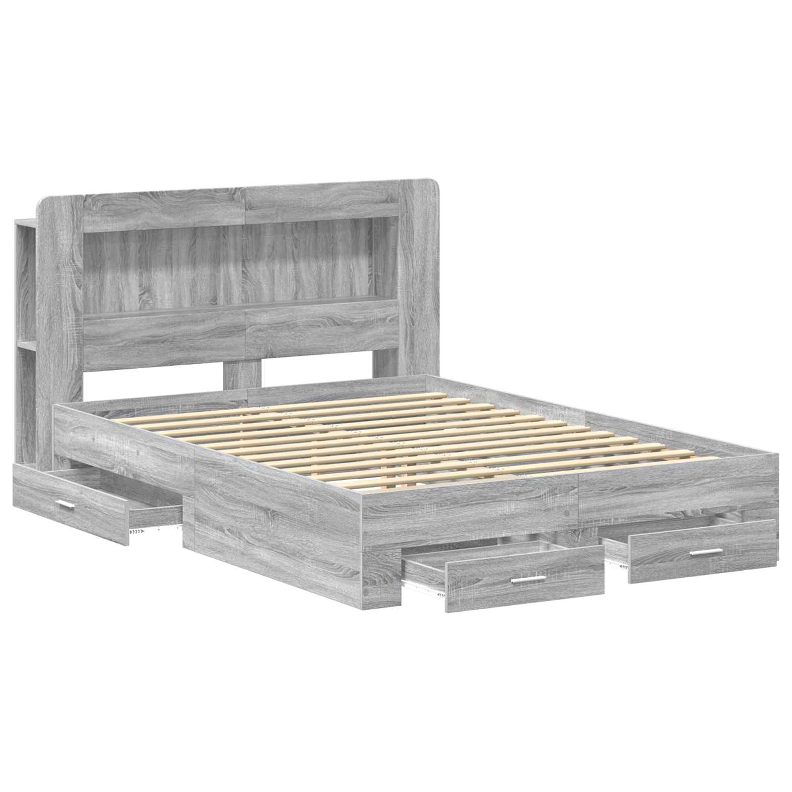 Telaio del letto con storage Sonoma grigio 160 x 200 cm | homemem39