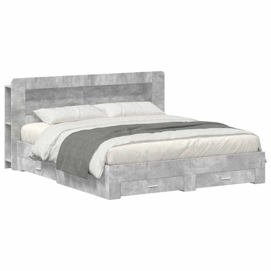 Telaio del letto con storage Grigio Cemento 200 x 200 cm | homemem39