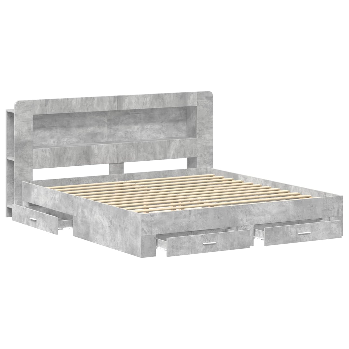 Telaio del letto con storage Grigio Cemento 200 x 200 cm | homemem39