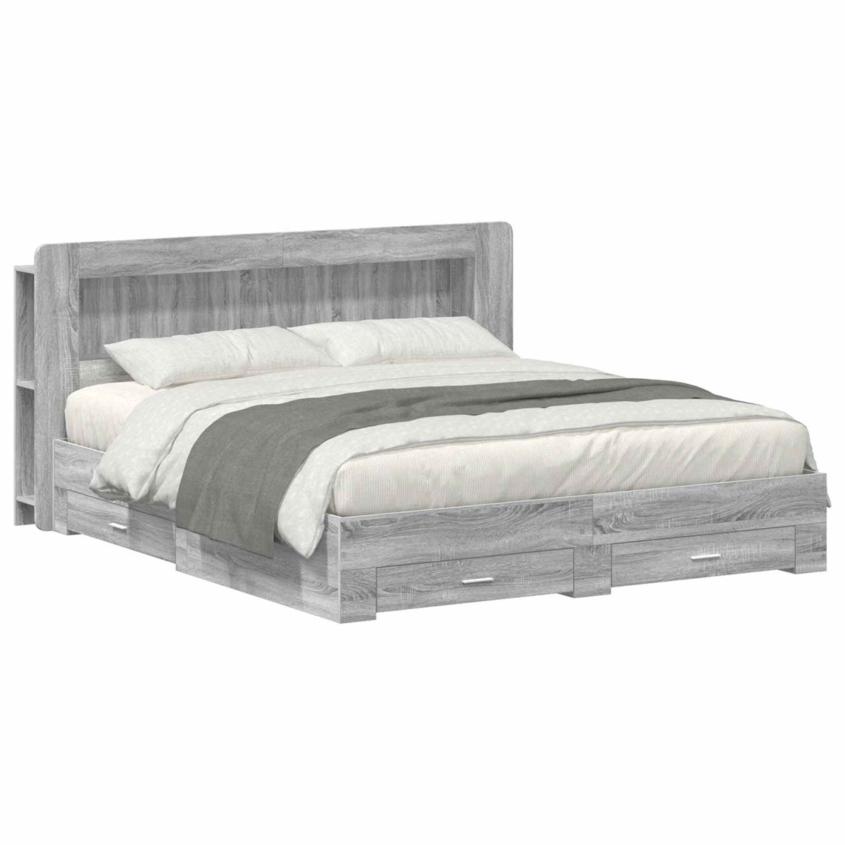 Telaio del letto con storage Sonoma grigio 200 x 200 cm