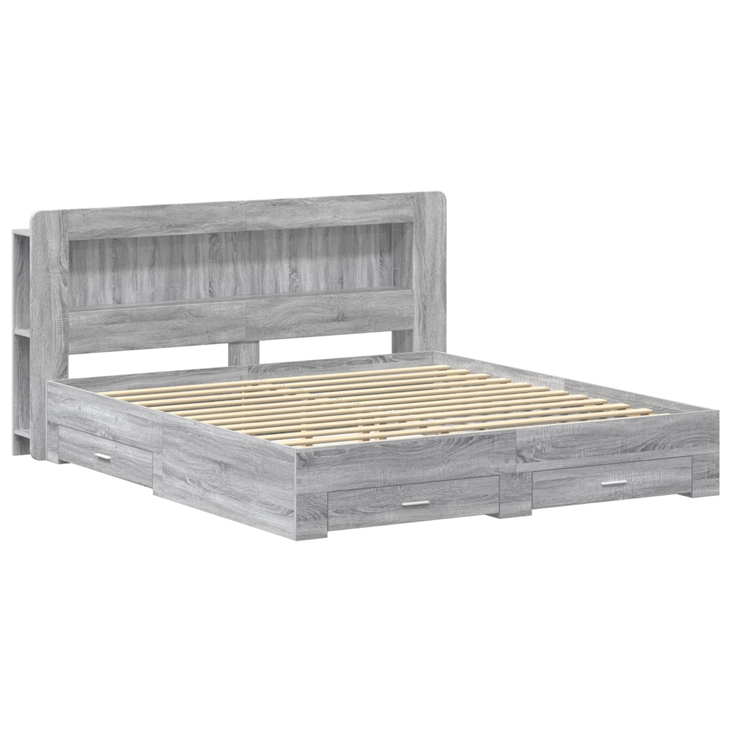 Telaio del letto con storage Sonoma grigio 200 x 200 cm | homemem39