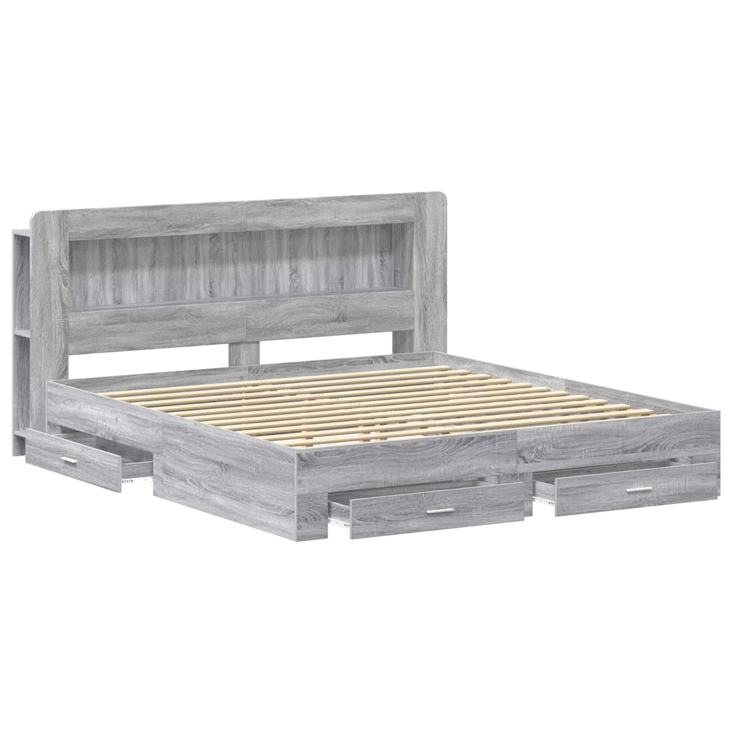 Telaio del letto con storage Sonoma grigio 200 x 200 cm | homemem39