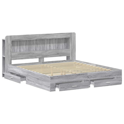 Telaio del letto con storage Sonoma grigio 200 x 200 cm