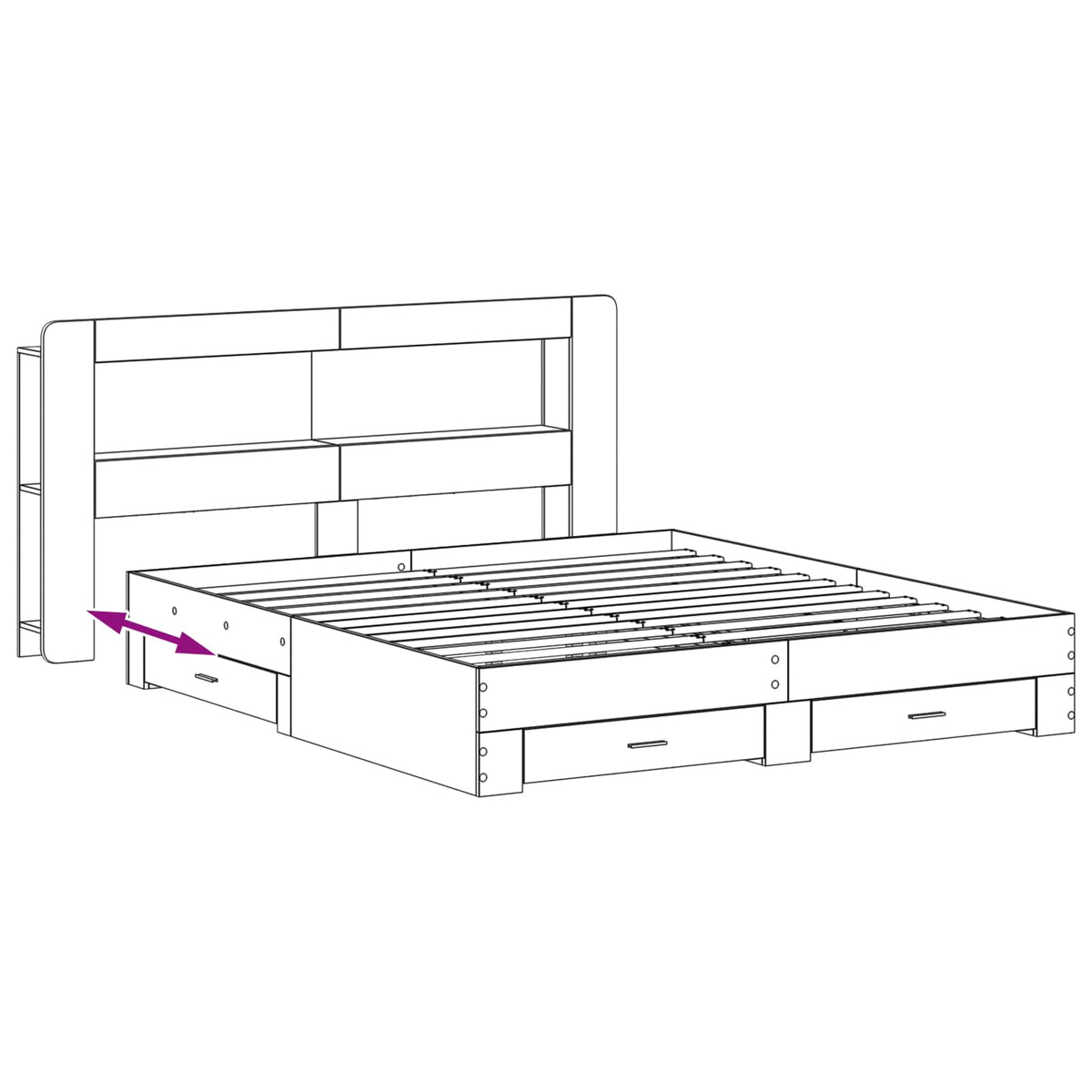 Telaio del letto con storage Sonoma grigio 200 x 200 cm